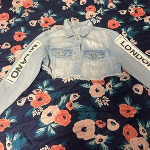 Light Blue Denim Cropped Jacket